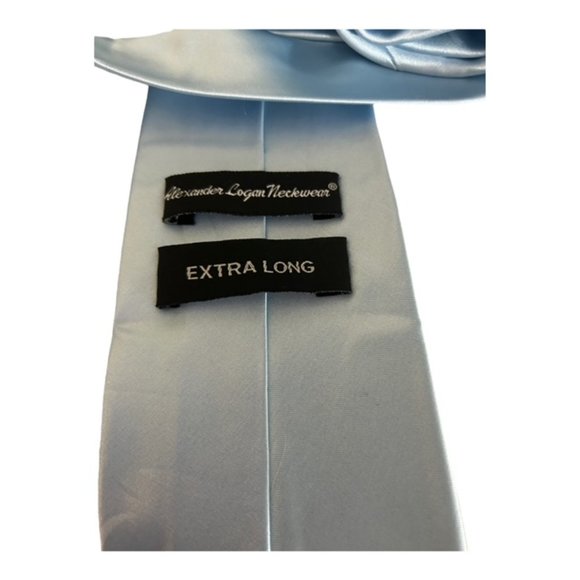 Alexander Logan Neckwear Men's Neck Tie Polyester Solid Pale Blue 63" L 3.75" W - Picture 3 of 3